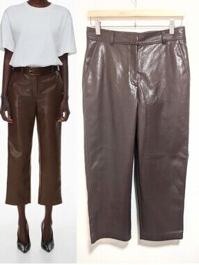 Aritzia Babaton | Command Cropped Vegan Leather Pants In Coffee Bean
